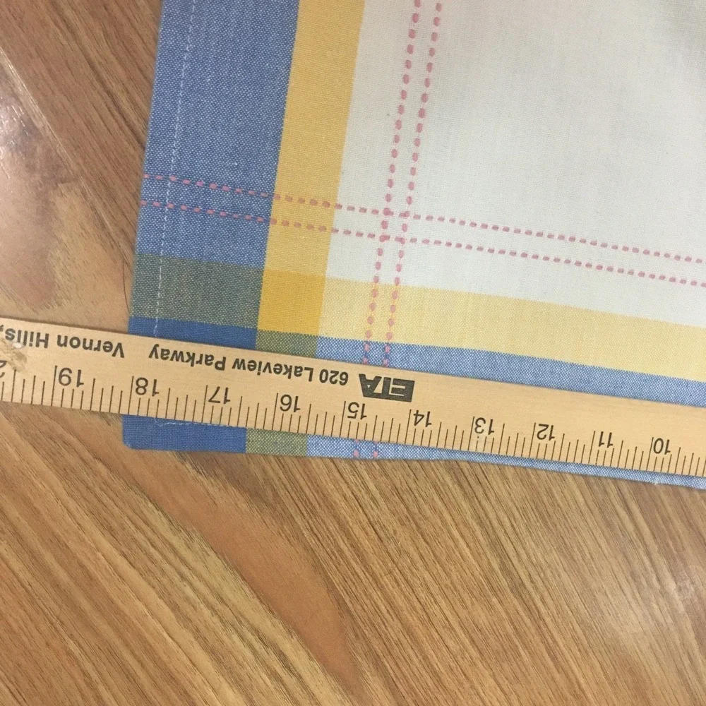 Set of 7 Plaid Cotton Napkins Yellow Blue Pink Check Farmhouse Cottage Core